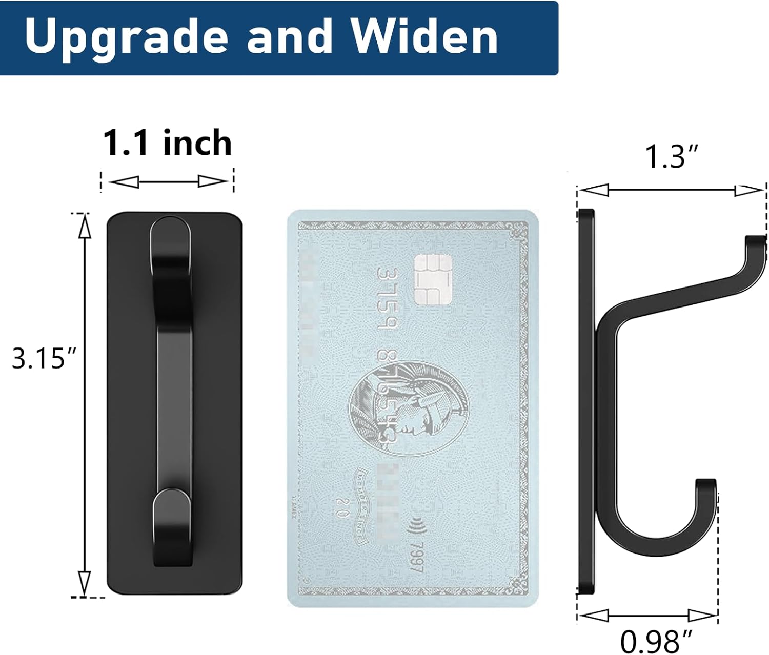 pickpiff Wall Hooks for Coat and Towel: 13LB Strong Adhesive Door Hanger Stick on. Black 4 Pack - Image 4