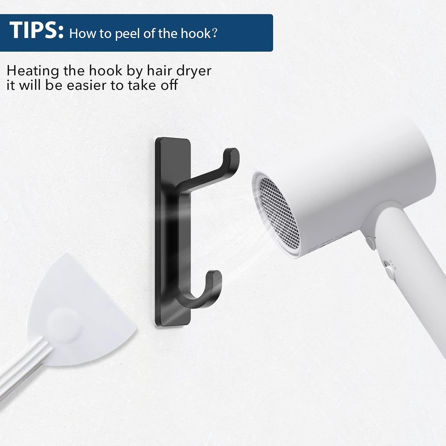 pickpiff Wall Hooks for Coat and Towel: 13LB Strong Adhesive Door Hanger Stick on. Black 4 Pack - Image 7