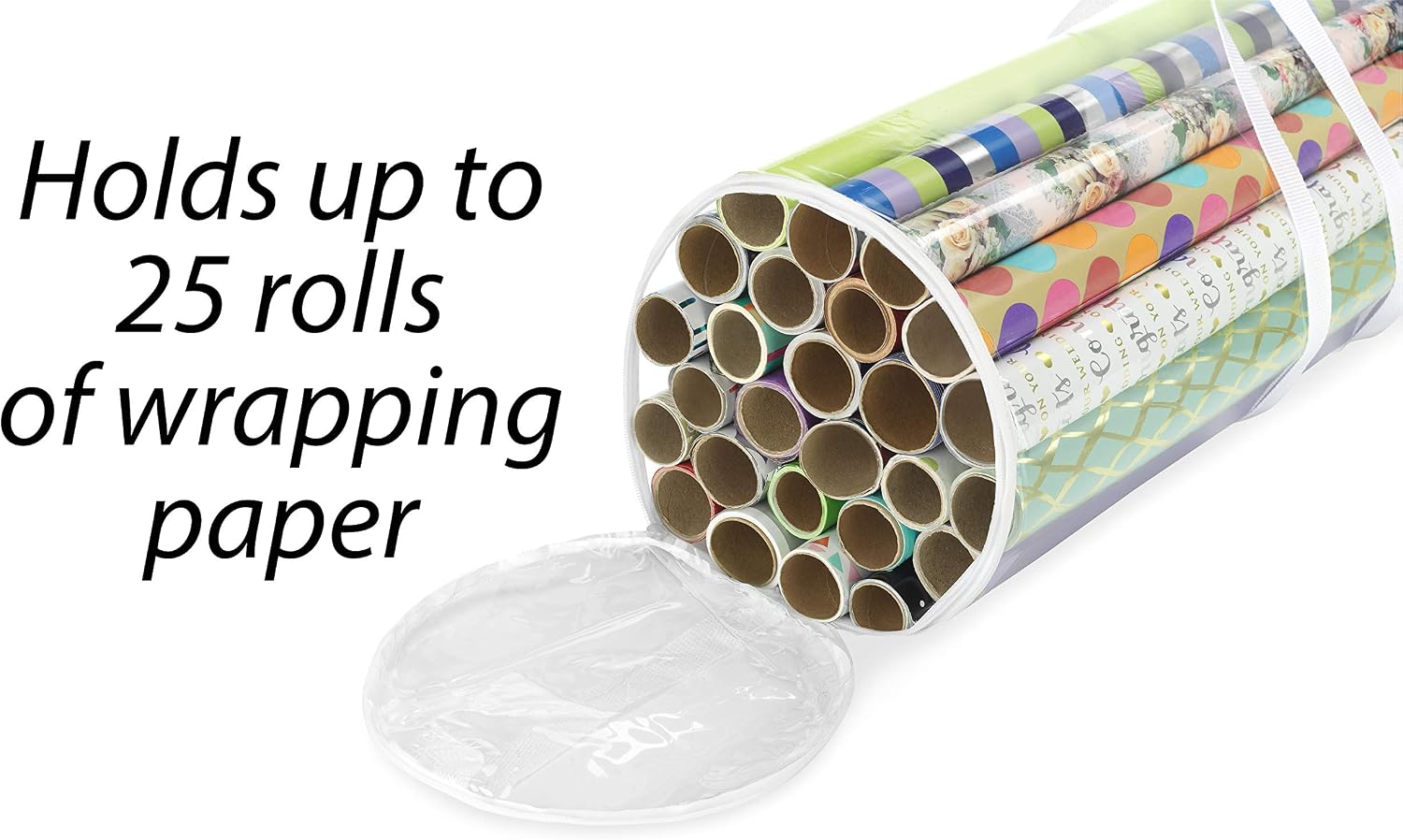Whitmor 6044-4924 Clear Gift Wrap Organizer - Zippered Storage for 25 Rolls - Image 6